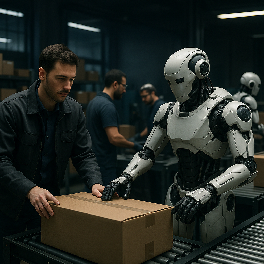 Humans and robots collaborating